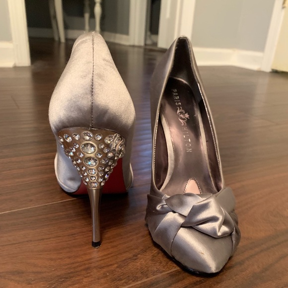 🎉HP🎉 Paris Hilton Satin Jeweled Heels - Picture 2 of 6